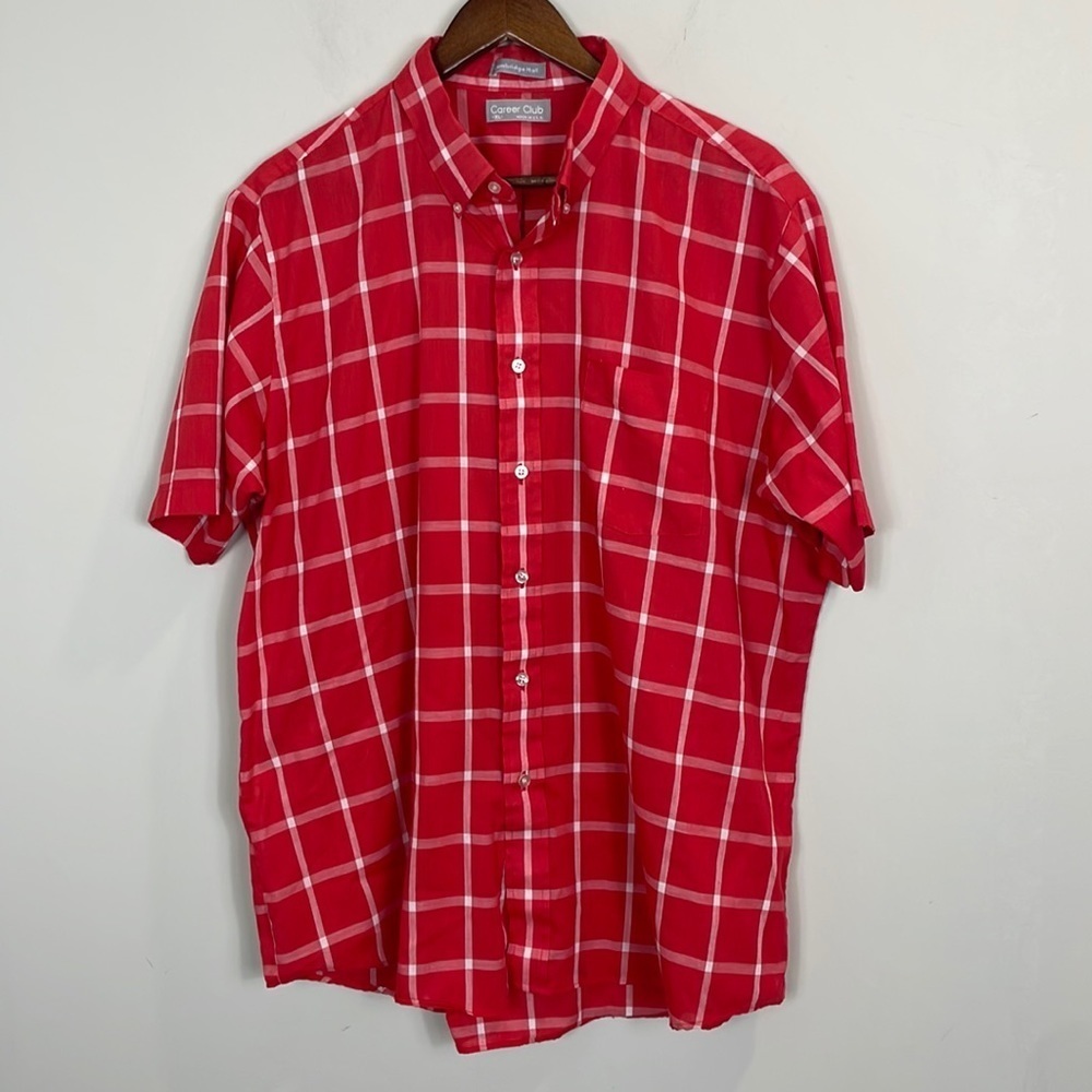 Cambridge Hall Career Club checkered country core red shirt men size XL